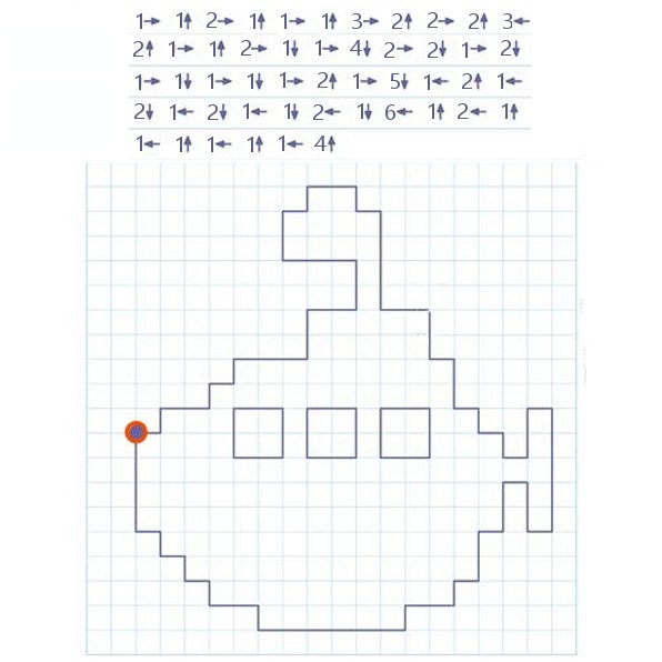 Графический диктант для дошкольников 6-7 лет по клеточкам простой