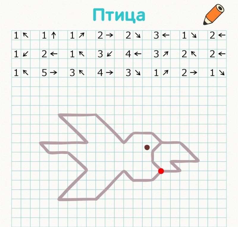 Математический диктант птица для дошкольников