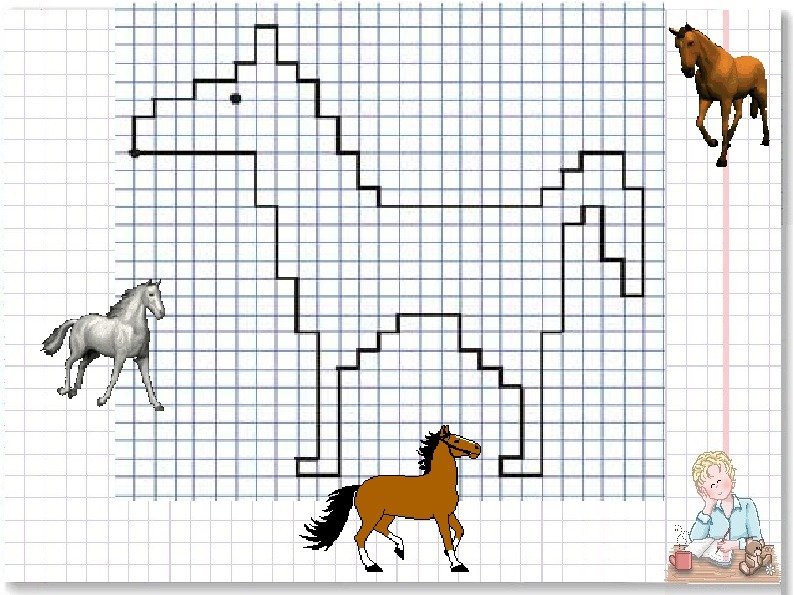 Животные по клеточкам для детей