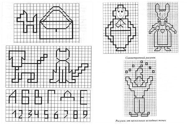 Графические рисунки по клеточкам