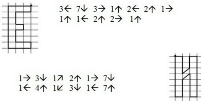 Графический диктант буква е