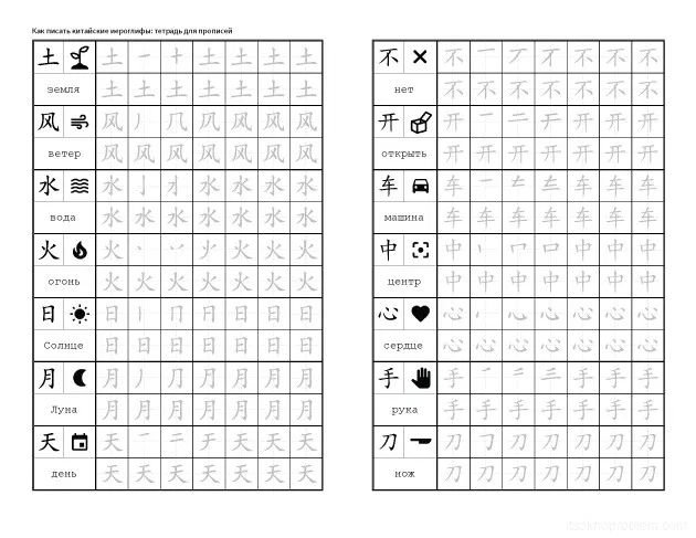 Китайские черты прописи