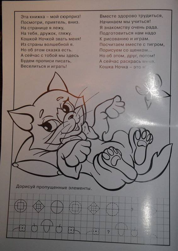 Кошка ночка прописи