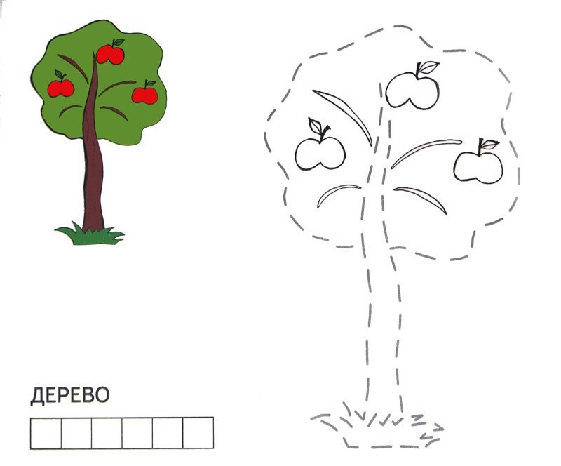 Дерево раскраска для детей