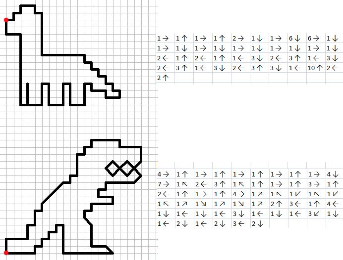 Графические диктанты по стрелочкам для детей 6-7 лет