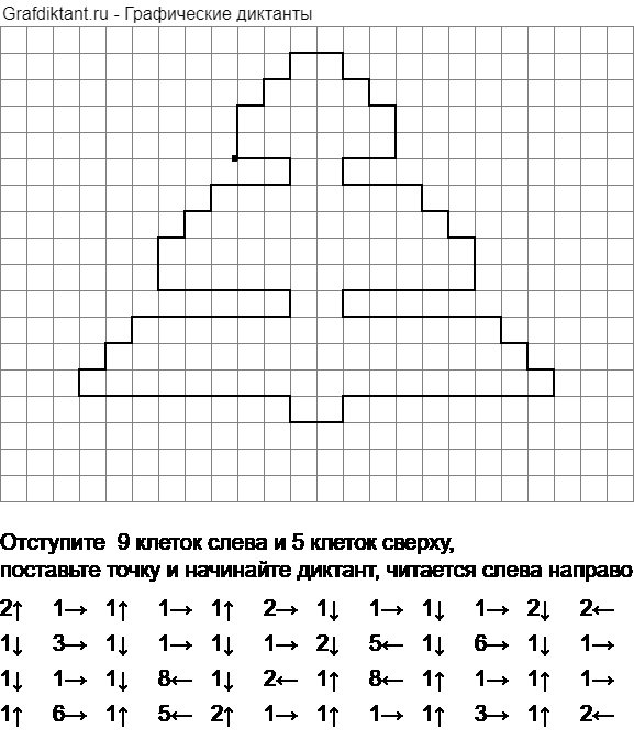 Графический диктант по клеточкам елочка
