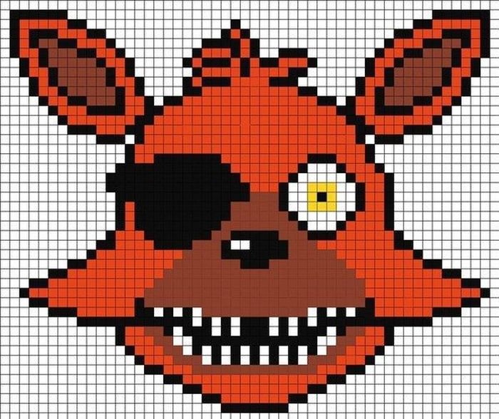 Рисование по клеточкам ФНАФ В тетради