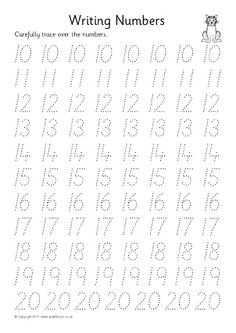Прописи цифры до 20