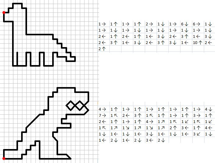 Графические диктанты по стрелочкам для детей 6-7 лет