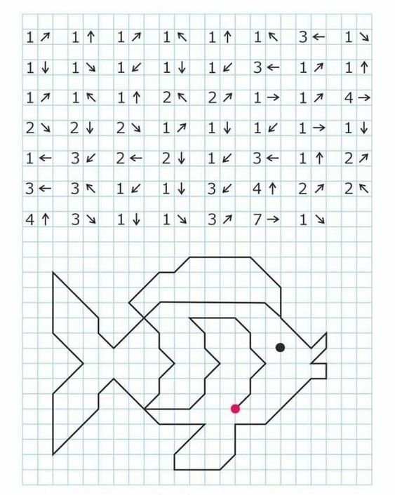 Графический диктант рыбка подготовительная группа