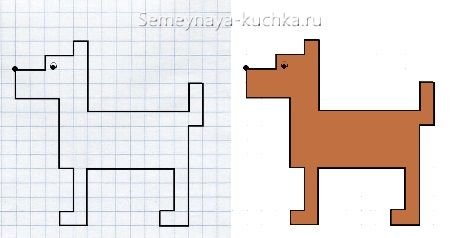 Собачка по клеточкам для детей