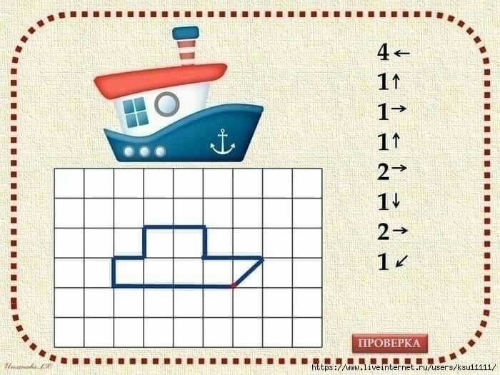 Математический диктант кораблик для дошкольников