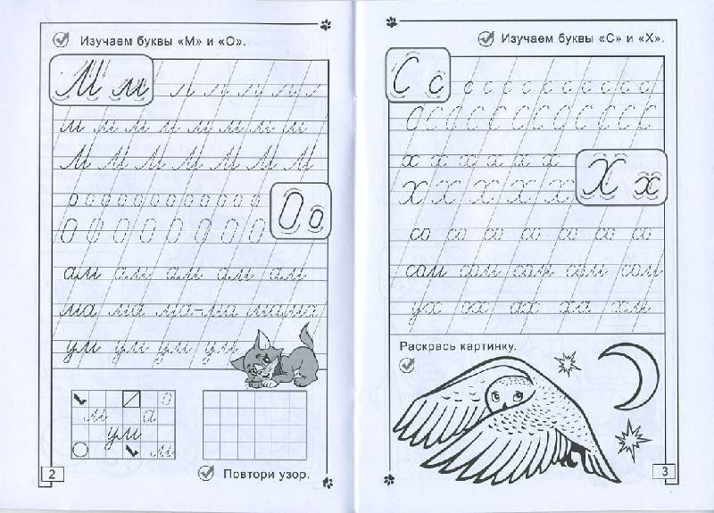 Прописи буквы а,о,у,м,с,х