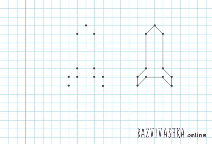 Графический диктант ракета по клеточкам для дошкольников