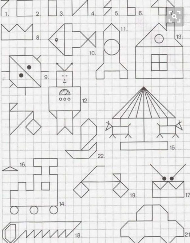 Фигуры в клеточках для дошкольников