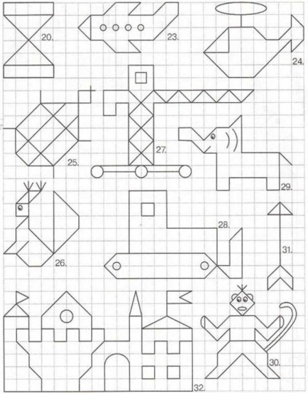 Задания для дошкольников рисование по клеточкам