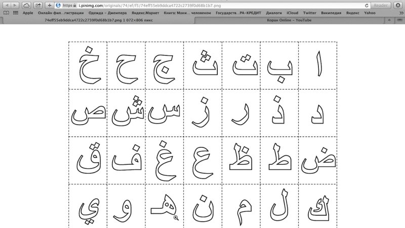 Арабский алфавит раскраска