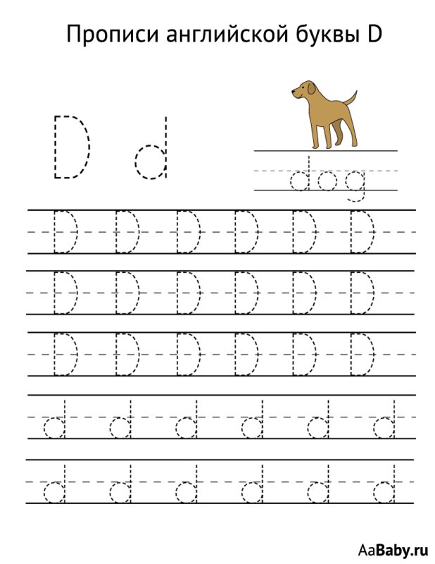 Буква d прописи для дошкольников