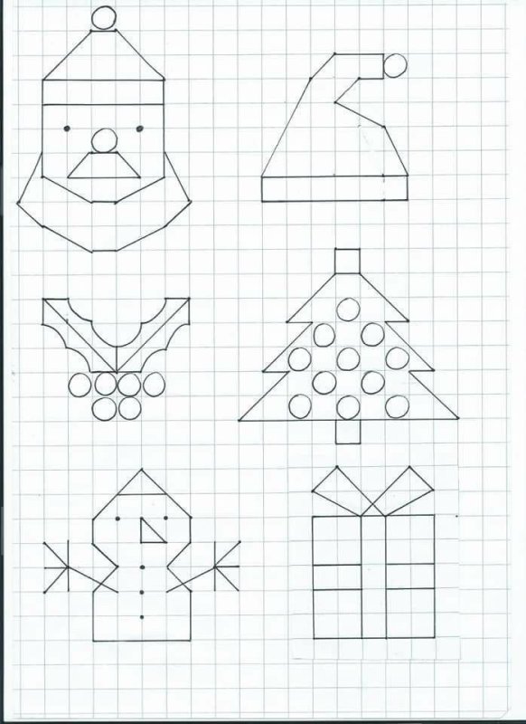 Рисунки по клеточкам новогодние