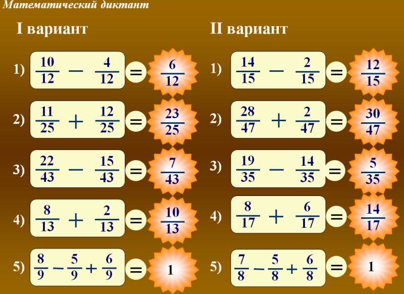 Сложение дробей 5 класс