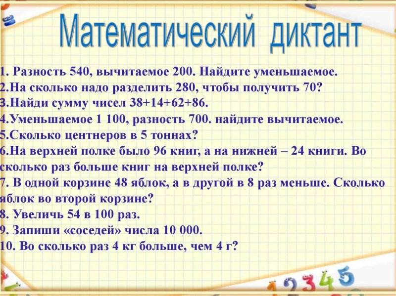 Математические диктанты
