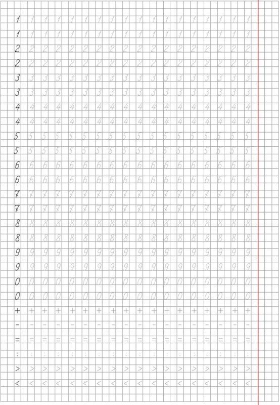 Пропись математических знаков