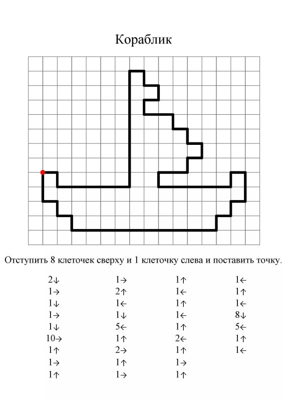 Графический диктант для дошколят по клеточкам