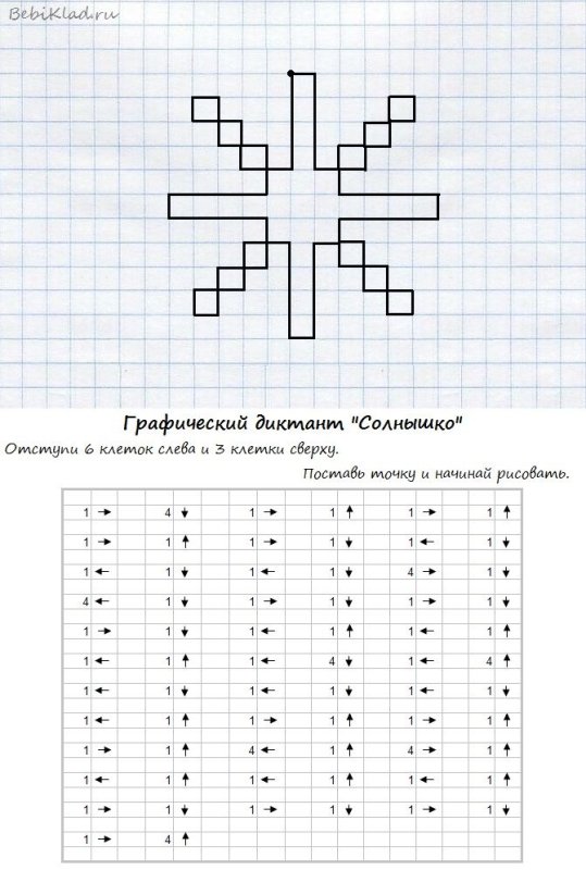 Графический диктант для дошкольников солнце