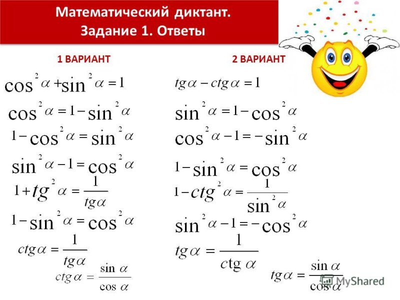 Основные тригонометрические тождества