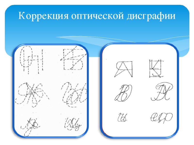 Коррекция оптической дисграфии задания