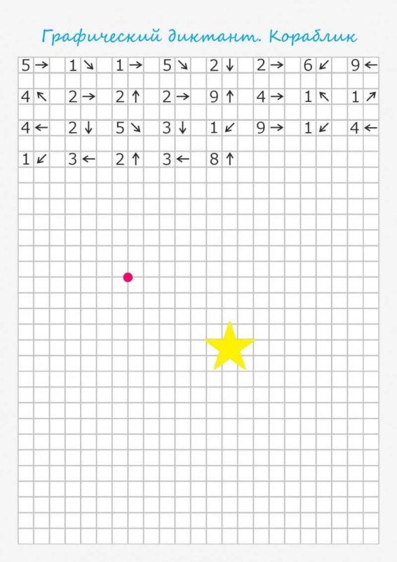 Нарисуй по стрелочкам графический диктант