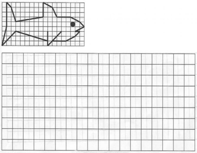 Рыба по клеточкам для дошкольников