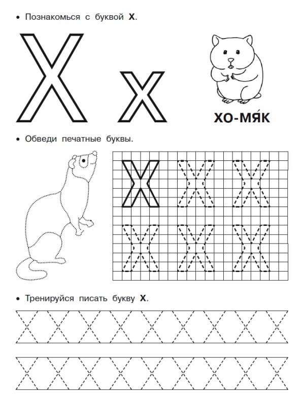 Буква х печатная прописи для дошкольников