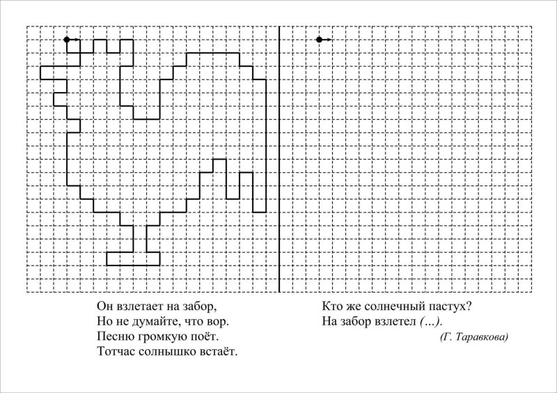 Математический диктант по клеточкам для дошкольников птицы
