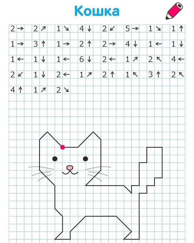 Математический диктант 1 класс по клеточкам
