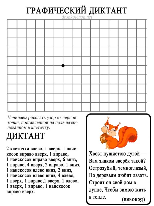 Графический диктант белка по клеточкам