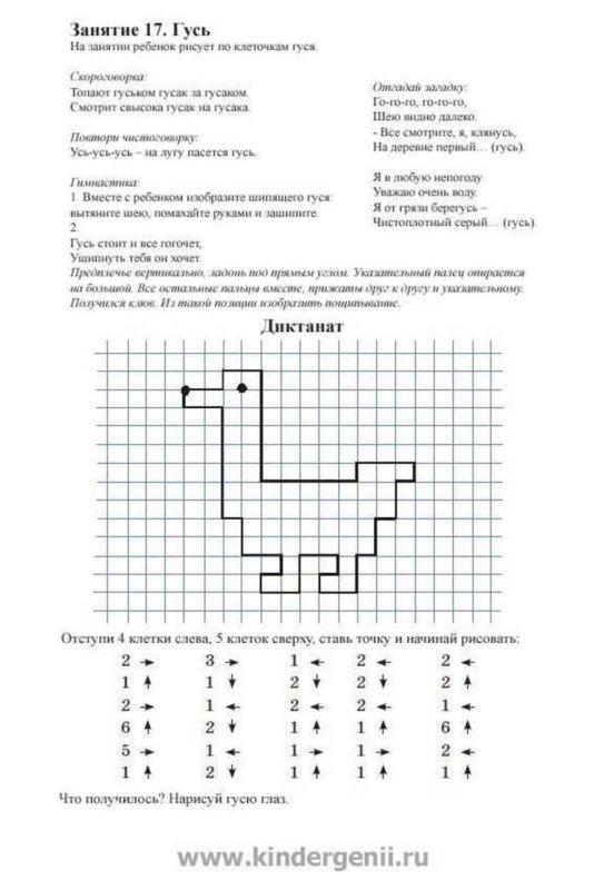 Графический диктант для дошколят по клеточкам