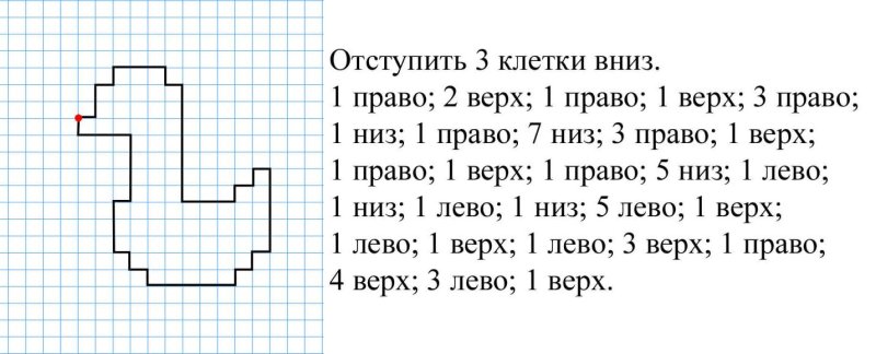 Графический диктант по клеточкам для дошкольников 6-7 под диктовку