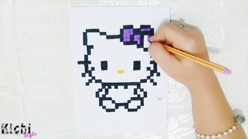 Рисунки по клеточкам Хелло Китти