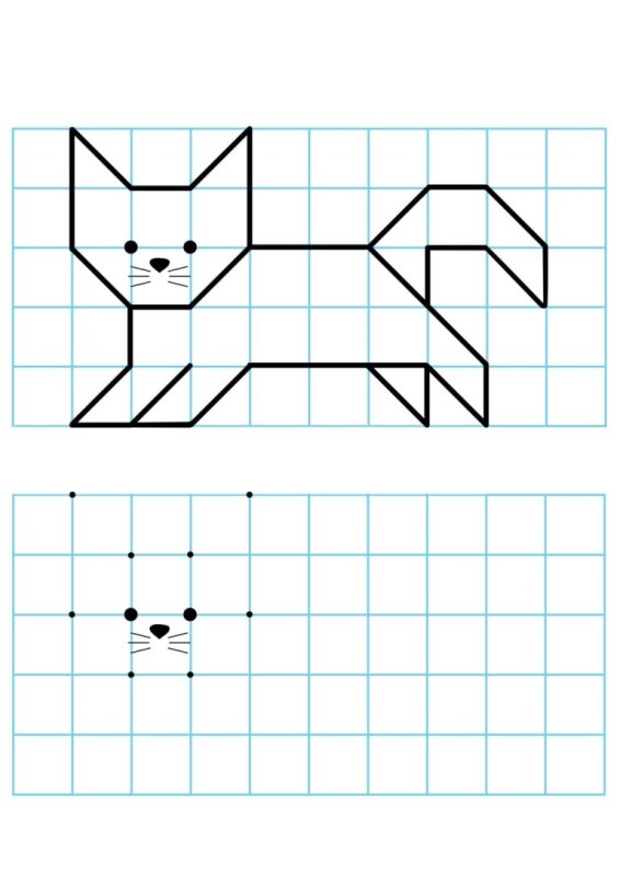 Повтори рисунок по клеточкам для дошкольников
