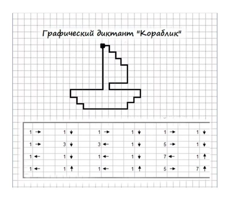 Диктант по клеточкам для дошкольников кораблик