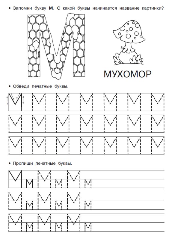 Буква м печатная пропись