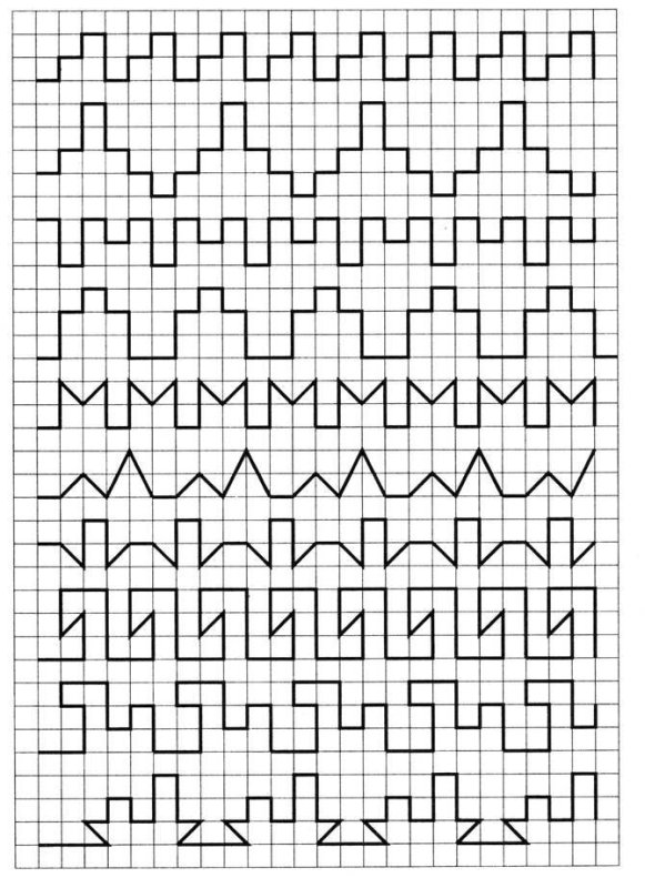 Бордюры по клеточкам по математике для дошкольников