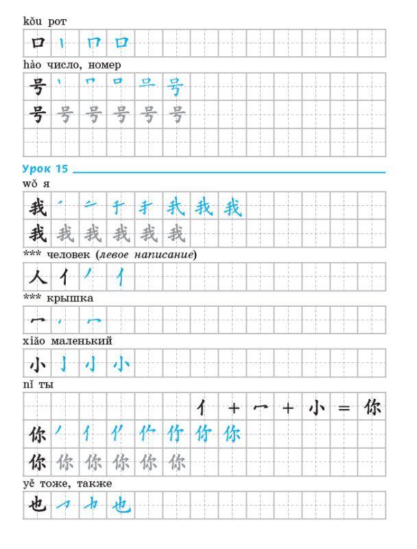 Черты китайских иероглифов прописи