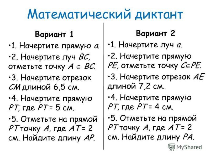 Математические диктанты