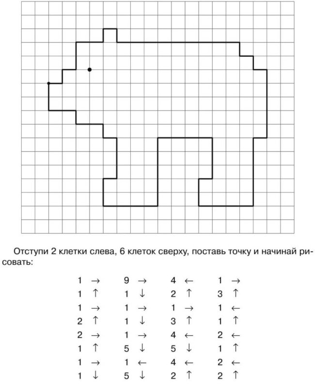 Графический диктант под диктовку для дошкольников
