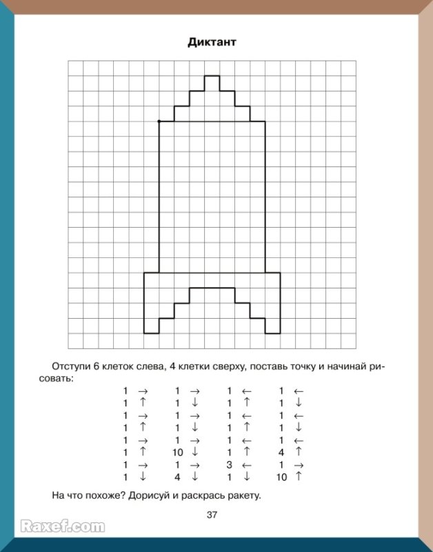 Математический диктант для детей 7 лет по клеточкам