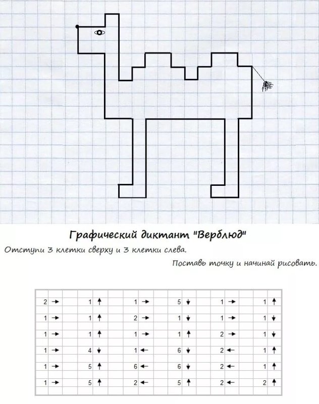 Графический диктант по клеточкам для дошкольников