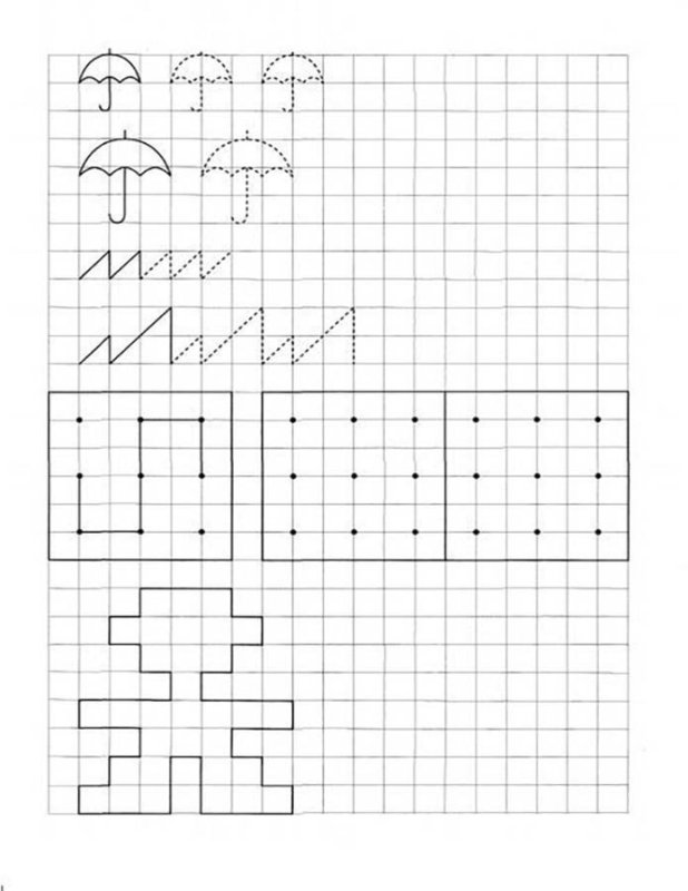 Задания для дошкольников повтори рисунок по клеточкам
