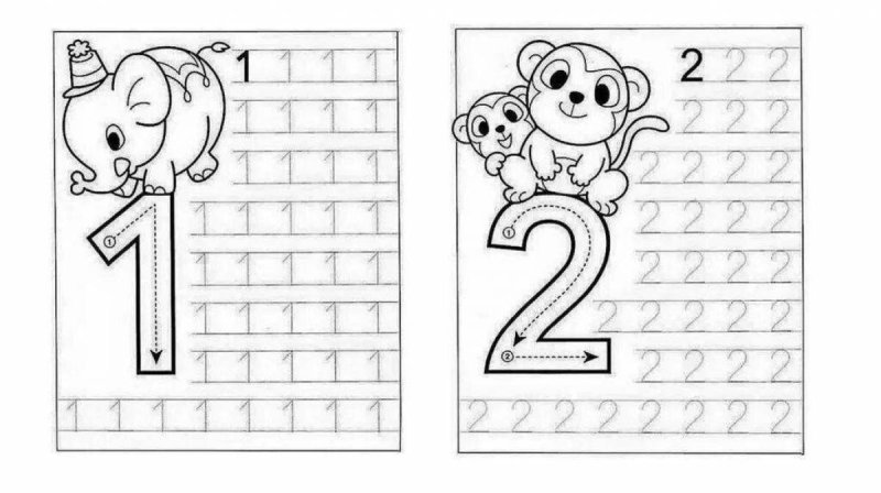 Цифра 1,2,3,4 прописи для дошкольников